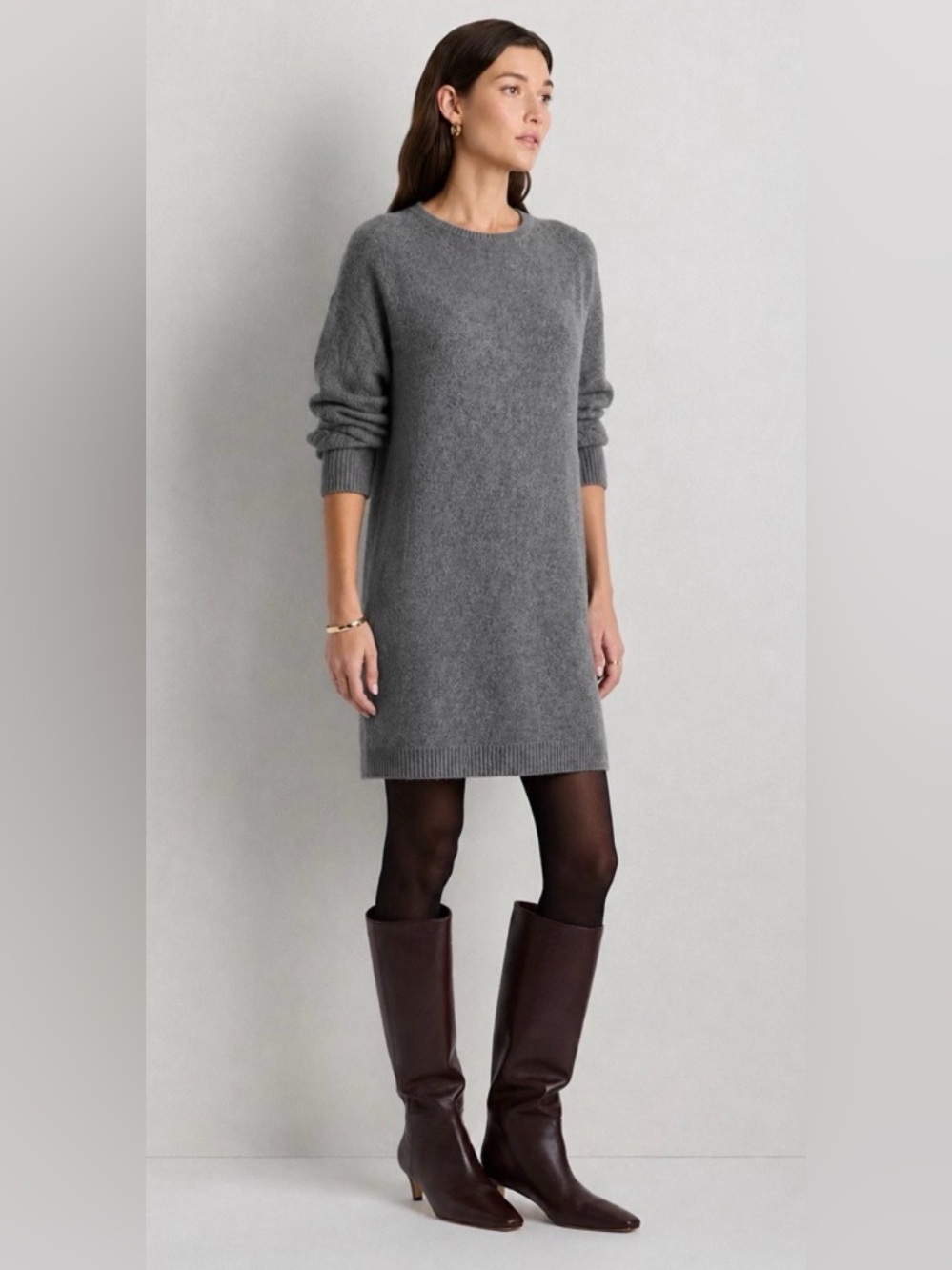 Just Female Angora Wool Blend Knit Sweater Dress Sz S/M Gray Quiet Luxury Casual